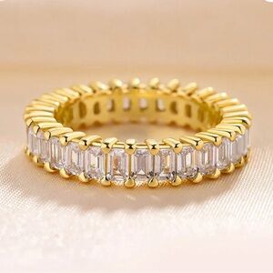 Maxine Jewelry: Classic Emerald Cut Sona Simulated Diamonds Women's Wedding Band